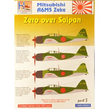 Plastikový model 1/48 Decals Mitsubishi A6M5 Zeke over Saipan Pt.2