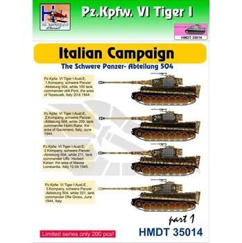 Plastikový model 1/35 Decals Pz.Kpfw.VI Tiger I Italian Camp. Pt.1