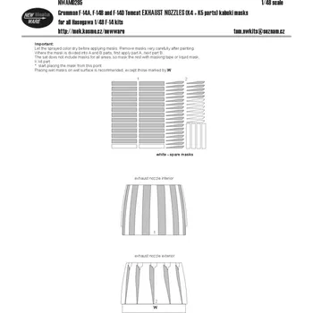 Plastikový model 1/48 Mask Grumman F-14A/B/D Tomcat EXHAUST NOZZLES