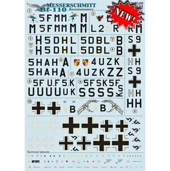 Plastikový model 1/72 Messerschmitt Bf-110 Reconnais. (wet decals)