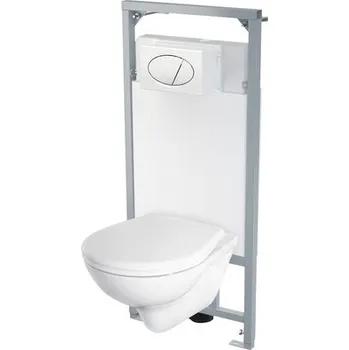 Sada závěsného WC Grenada 5 v 1 s otevřeným splachovacím okrajem bílá s potahem