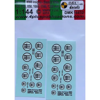 Plastikový model 1/144 Decals Italian AF WWII insignia B&W (2 sets)