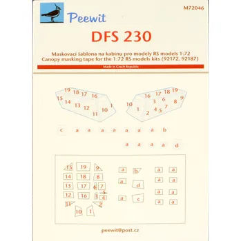 Plastikový model 1/72 Canopy mask DFS 230 (RS MODEL)