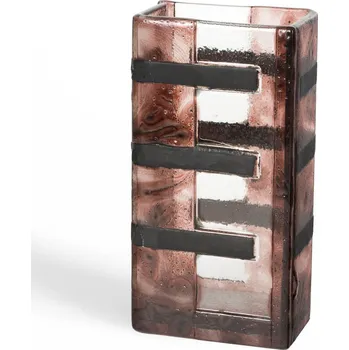 Váza Skleněná váza LAVA zemitá hnědá malá