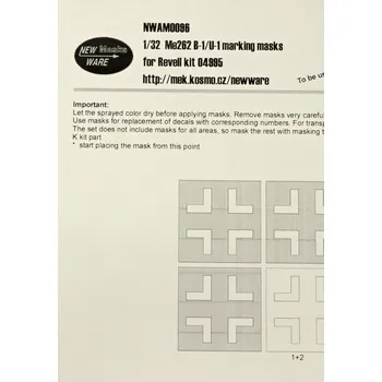 Plastikový model 1/32 Mask Me262 B-1/U-1 markings (REV 04995)