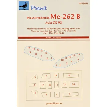 Plastikový model 1/72 Canopy mask Messerschmitt Me-262B (SMER)