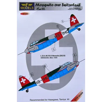 Plastikový model 1/72 Decals Mosquito over Switzerland Part III