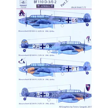 Plastikový model 1/72 Decal Bf 110 D-3/E-2 'AFRIKA' Part 2