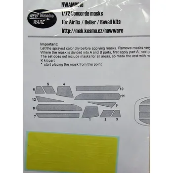 Plastikový model 1/72 Masks for Concorde (AIRF/HELL/REV)