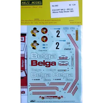 autíčko 1/24 Ford Escort RS 1800 'Belga' Škoda rally 1981