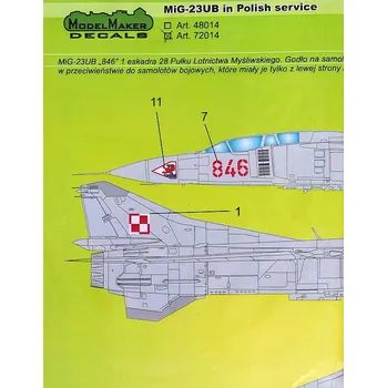 Plastikový model 1/72 Decal MiG-23UB in Polish service