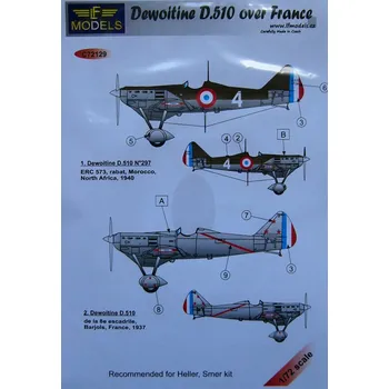 Plastikový model 1/72 Decals D.510 over France (SMER/HELL)