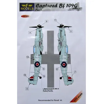 Plastikový model 1/72 Decals Bf 109G Captured (REV) Part II.