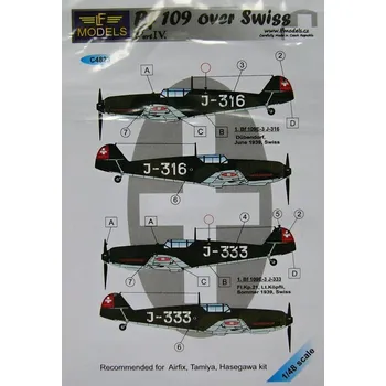 Plastikový model 1/48 Decals Bf 109 over Swiss Part IV. (HAS/TAM)