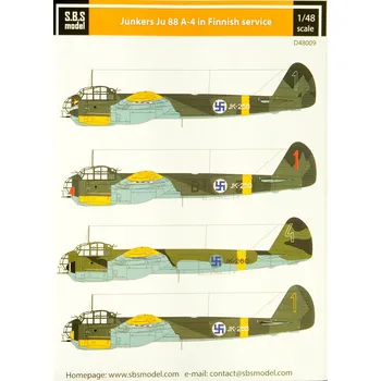 Plastikový model 1/48 Decal Junkers Ju 88 A-4 in Finnish service