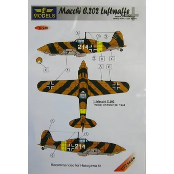 Plastikový model 1/72 Decals for Macchi C.202 Luftwaffe (HAS)