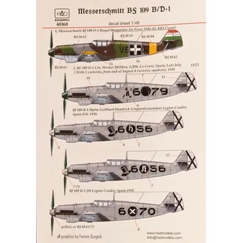 Plastikový model 1/48 Decal Messerschmitt Bf 109 B/D-1