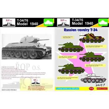 Plastikový model 1/72 Decals T-34/76 Model 1940 Rus.cavalry T-34