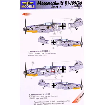 Plastikový model 1/72 Decals Messerschmitt Bf 109G-6 Comiso Pt.1