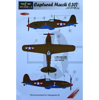 Plastikový model 1/72 Decals Captured Macchi C.202 (HAS)
