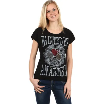 Glara Dámské bavlněné tričko s krátkým rukávem a potiskem 112519