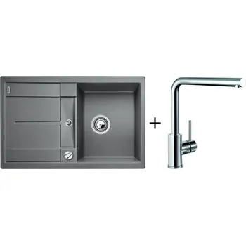 Blanco Metra 45 S bez excentru + baterie Mila chrom, aluminium