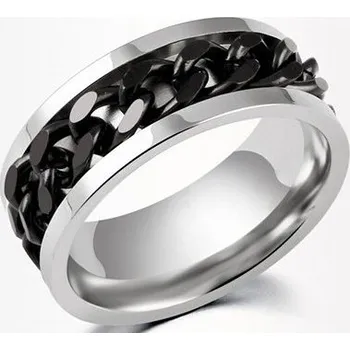 Prsten Blingstar Prsten SILVER BLACK CHAIN - 1057