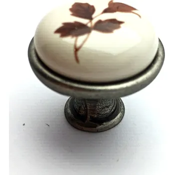 Nábytkové kování Interex TOSCA nikl patina/ porcelán s lístkem 30 mm