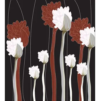 DIMEX MS-3-0187 225 x 250 cm, kytky na černém pozadí