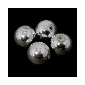 Dětské navlékací korálky Korálky plastové metalické stříbrné kuličky 16mm 4ks