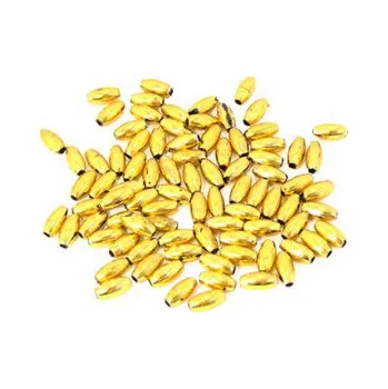 Dětské navlékací korálky Korálky plastové metalické rýže zlatá 8x4mm 10g (cca 90ks)