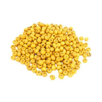 Dětské navlékací korálky Dřevěné korálky tmavě žluté 6mm 20g
