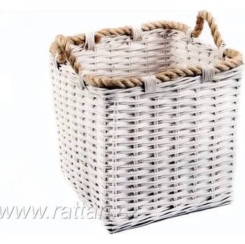 Koš na prádlo Ratanový koš BELLY hrana bílý velký