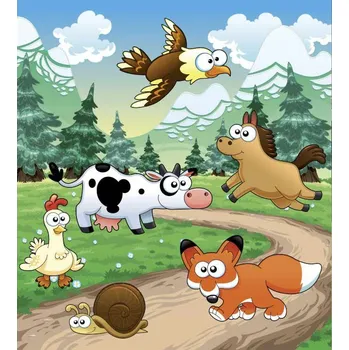 DIMEX Dětská tapeta 225 x 250 cm, zvířátka u lesa