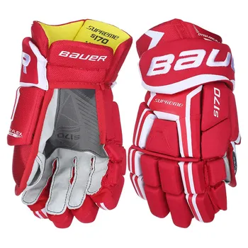 Hokejové rukavice Bauer Supreme S170 Jr rukavice červené 11" 