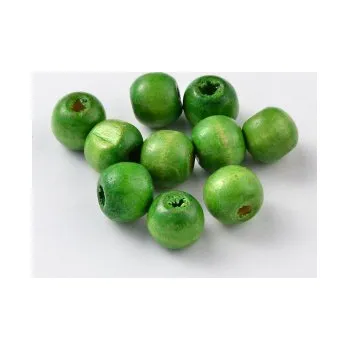 Dětské navlékací korálky Dřevěné korálky zelené 8mm 20g