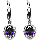 Zlaté náušnice, zirkon ametyst, bílé zlato, NK 1140/20