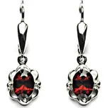 Zlaté náušnice, přírodní granát, bílé zlato, NK 1140/20