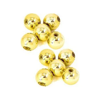 Dětské navlékací korálky Korálky plastové metalické zlaté kuličky 10mm 10ks