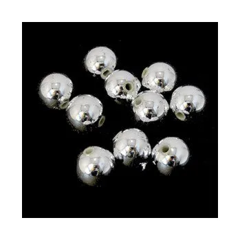 Dětské navlékací korálky Korálky plastové metalické stříbrné kuličky 10mm 10ks