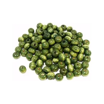 Dětské navlékací korálky Dřevěné korálky tmavě zelené 8mm 20g