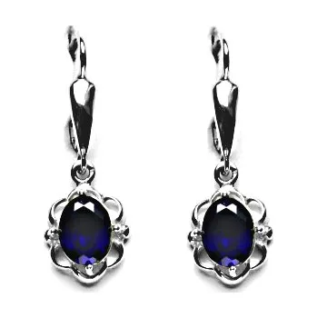 Náušnice Zlaté náušnice, zirkon safír, bílé zlato, NK 1140/20