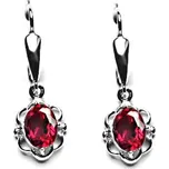 Zlaté náušnice, zirkon rubín, bílé zlato, NK 1140/20