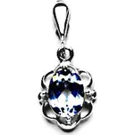 Zlatý přívěsek, synt. světlý akvamarin, bílé zlato, P 1140/22 (zirkon 8x6 mm)