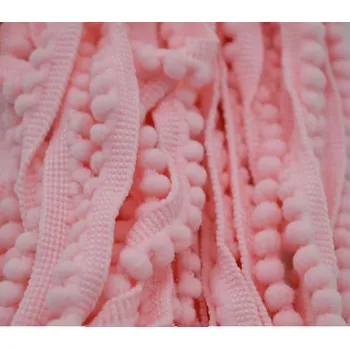 Prýmek - bambulky 15 mm, růžová, balení 4m