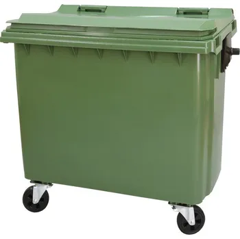 Popelnice Plastový kontejner s plochým víkem - Žlutá