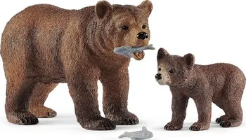 Figurka Schleich 42473 Medvědice Grizzly s mládětem