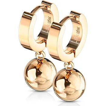 Náušnice Šperky4U Zlacené ocelové náušnice - kroužky s kuličkami - OPN1547-RD