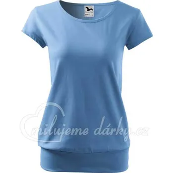 Dámské tričko CITY, dámské volnější triko s lodičkovým výstřihem, krátký rukáv, světle modré