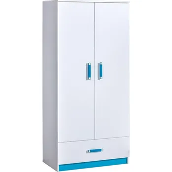 Šatní skříň Nábytek Pyramida, s.r.o. Šatní skříň TRAFICO 1 bílá/tyrkys